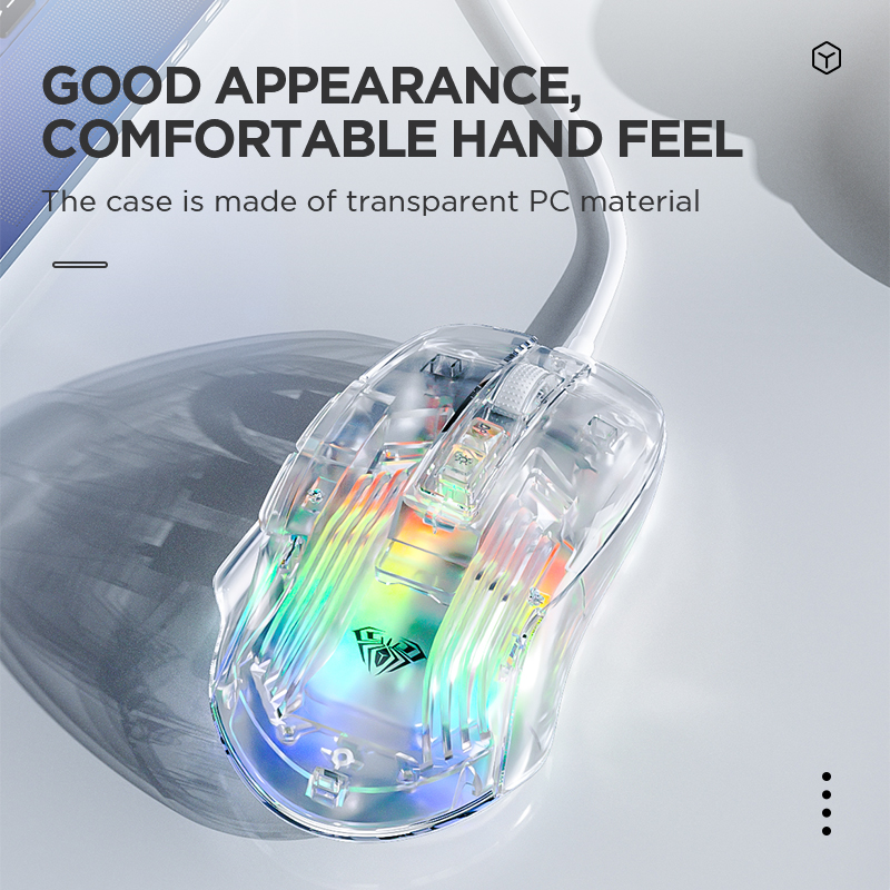 AULA S80 RGB backlit Optical Good-looking White Transparent Wired Gaming Mouse(图4)