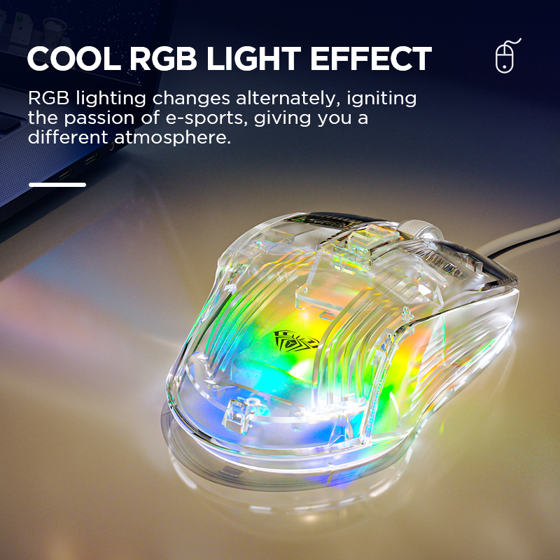 AULA S80 RGB backlit Optical Good-looking White Transparent Wired Gaming Mouse(图2)