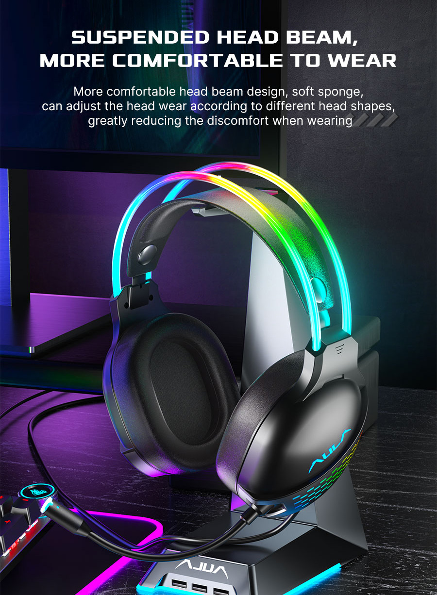 AULA S503 Over Ear Headphones with Microphone Gaming Headset With Cable Adapter For 1 Jack 4pin(图8)