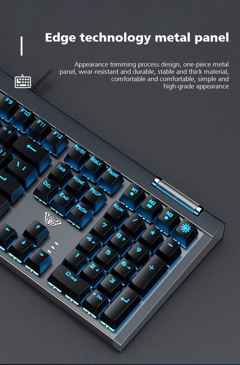 AULA F3030 Two-color Injection Keycaps N-key Rollover  Ice Blue Backlight Wired Gaming Mechanical Keyboard(图6)