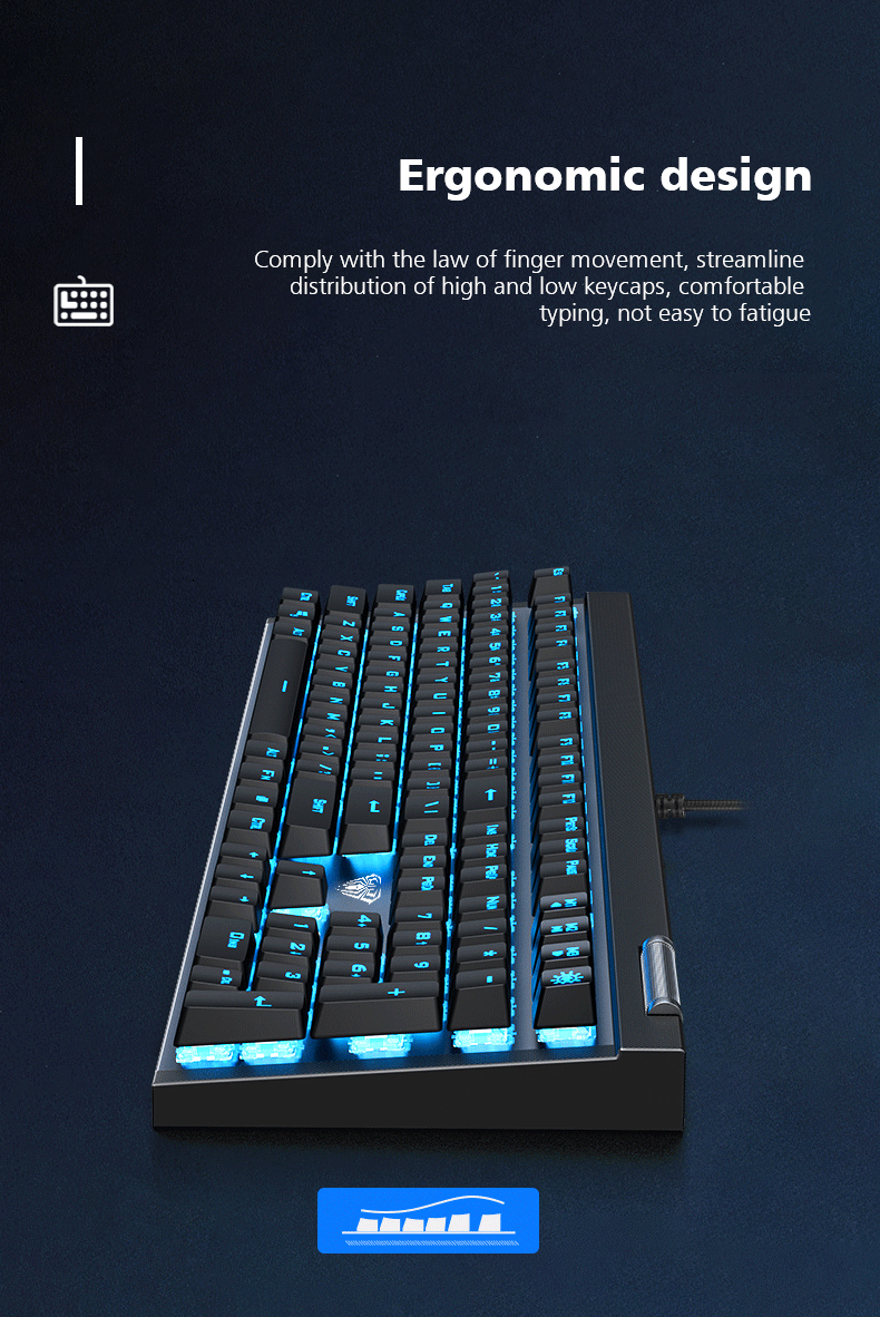 AULA F3030 Two-color Injection Keycaps N-key Rollover  Ice Blue Backlight Wired Gaming Mechanical Keyboard(图10)