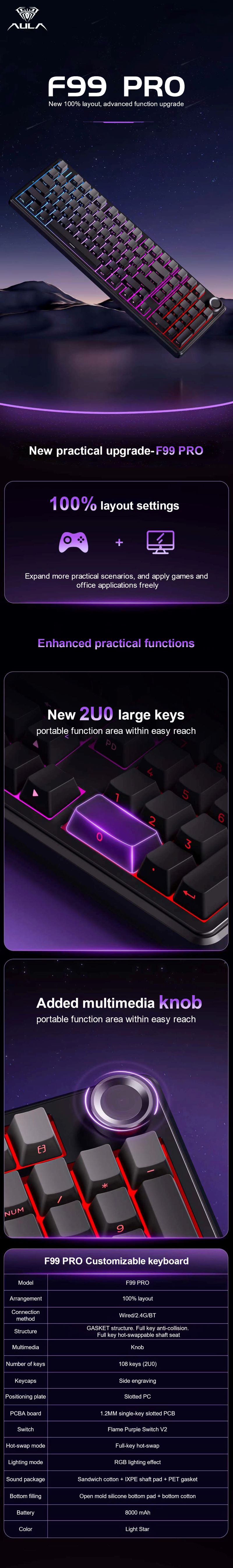 AULA F99 PRO Customizable keyboard(图1)