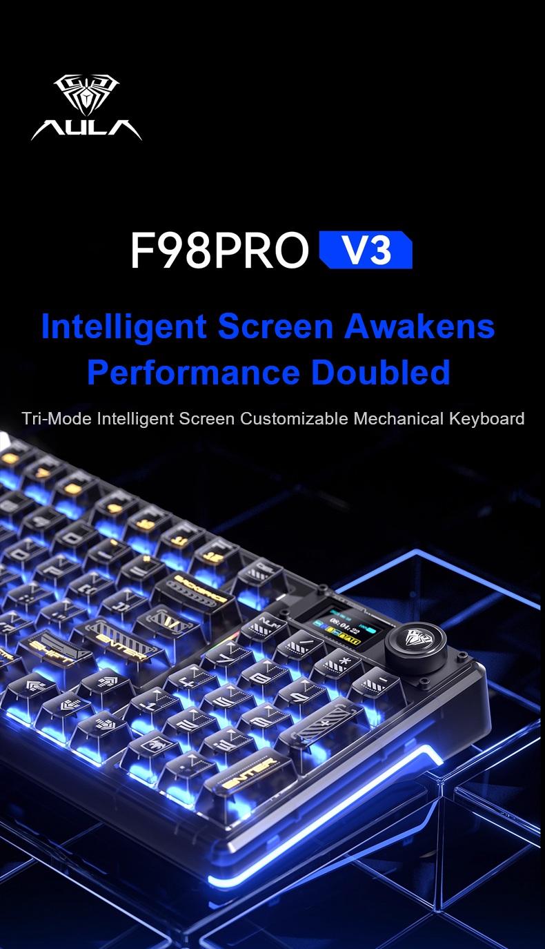 AULA F98PRO V3 Tri-Mode Smart Screen Customizable Keyboard(图1)
