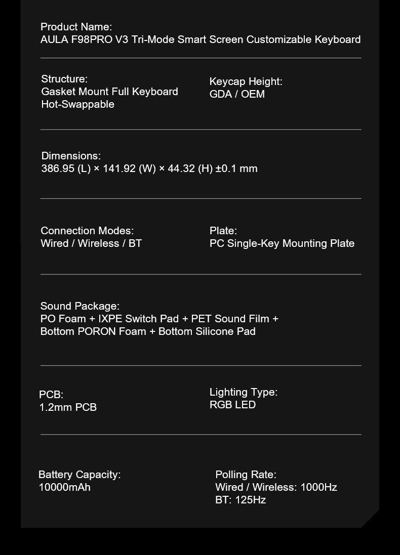 AULA F98PRO V3 Tri-Mode Smart Screen Customizable Keyboard(图17)