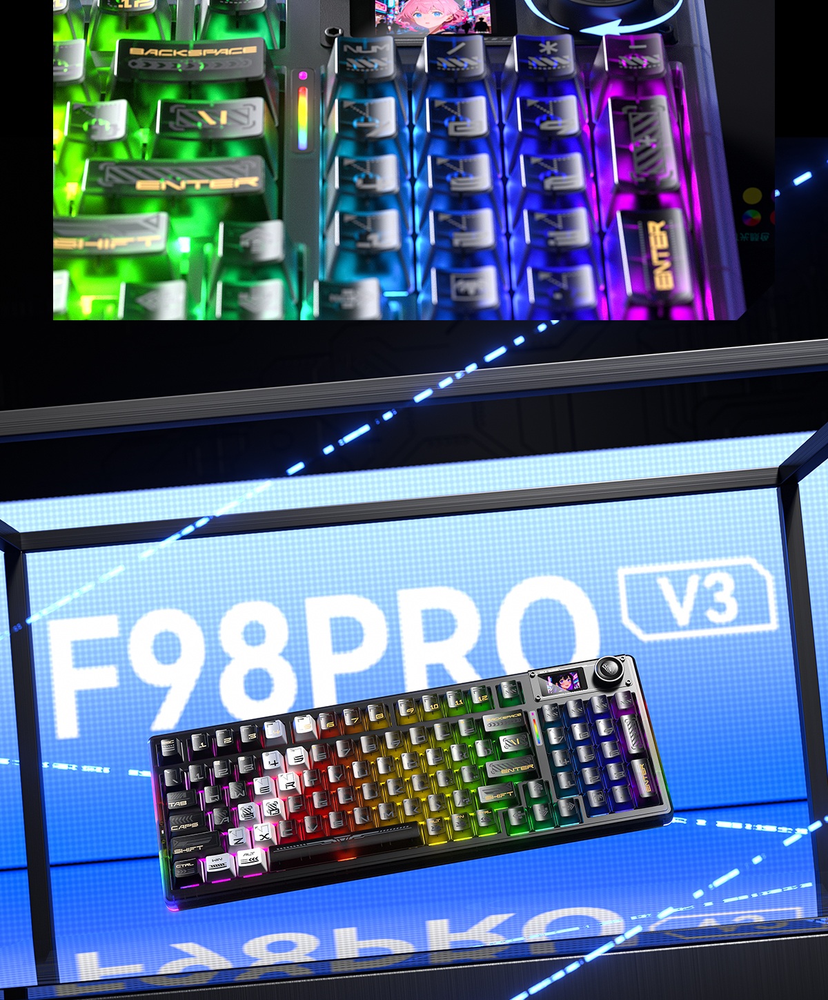 AULA F98PRO V3 Tri-Mode Smart Screen Customizable Keyboard(图7)