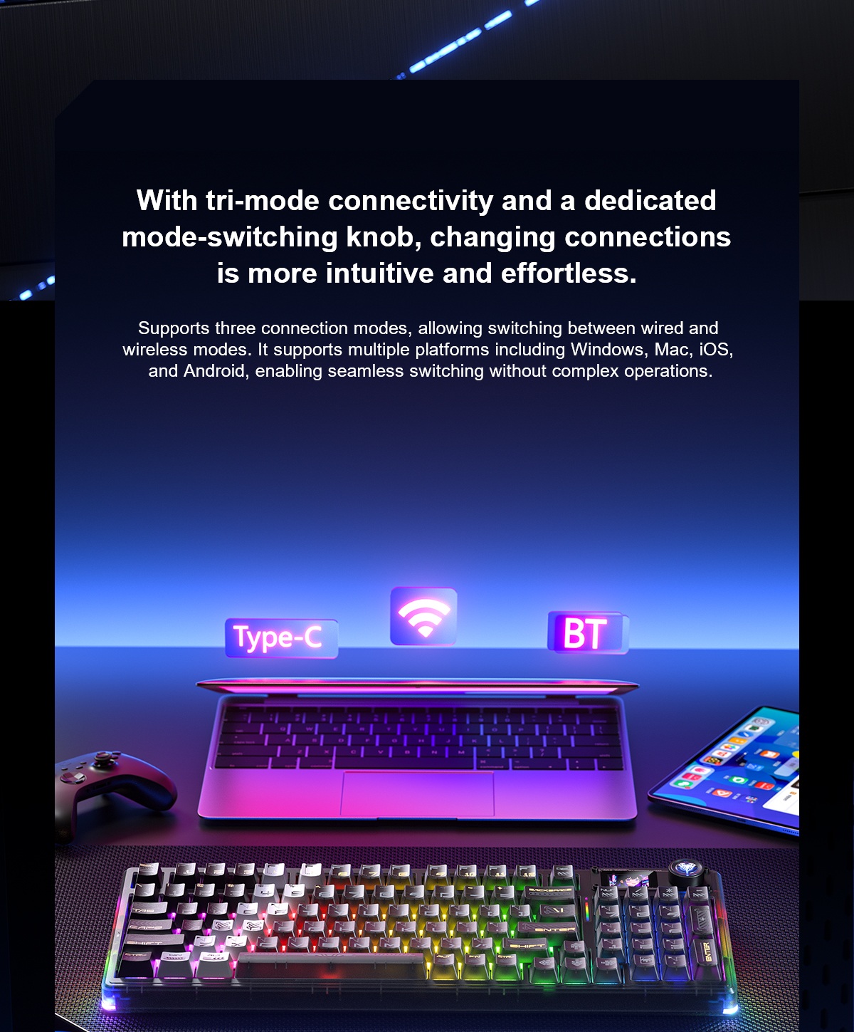 AULA F98PRO V3 Tri-Mode Smart Screen Customizable Keyboard(图8)