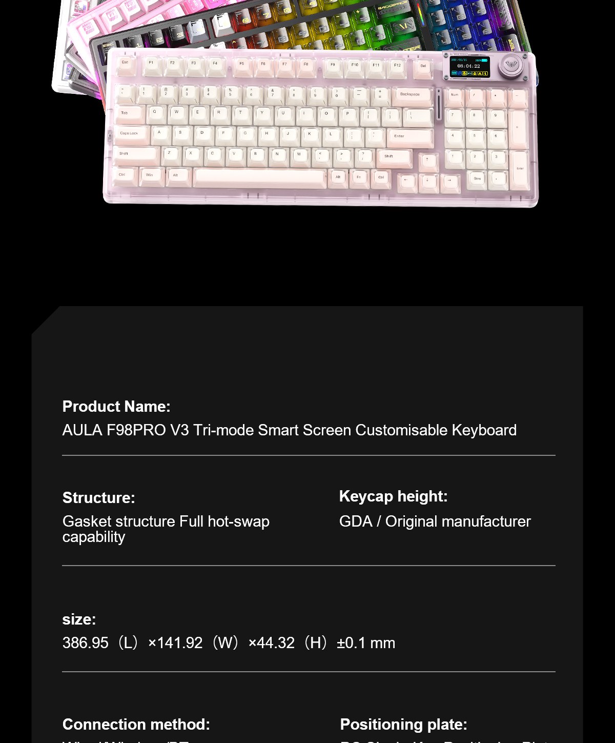 AULA F98PRO V3 Tri-Mode Smart Screen Customizable Keyboard(图20)