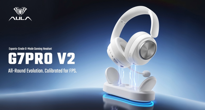 AULA G7PRO V2 Gaming Headset – FPS Gaming Headset with 53mm Driver & RGB Charging Dock