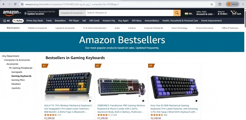 AULA F75 Officially Ranks #1 on Amazon India(图1)