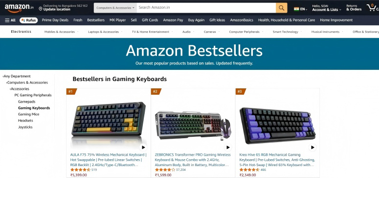 AULA F75 Officially Ranks #1 on Amazon India