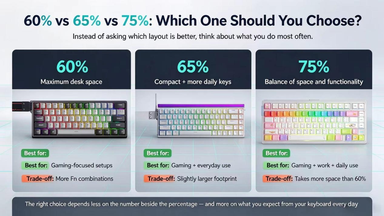 60% vs 65% vs 75% Keyboard: Which Layout Is Right for You?(图2)
