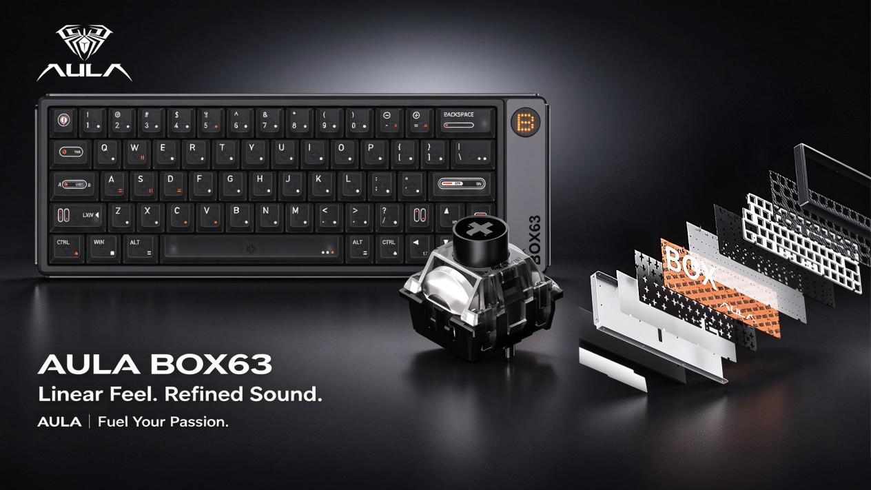 AULA BOX63: How Linear Switches and Five-Layer Acoustic Tuning Shape the Typing Experience(图1) AULA BOX63: How Linear Switches and Five-Layer Acoustic Tuning Shape the Typing Experience(图1)